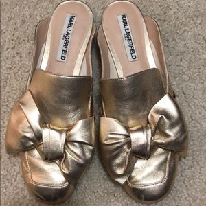 Karl Lagerfeld gold flats